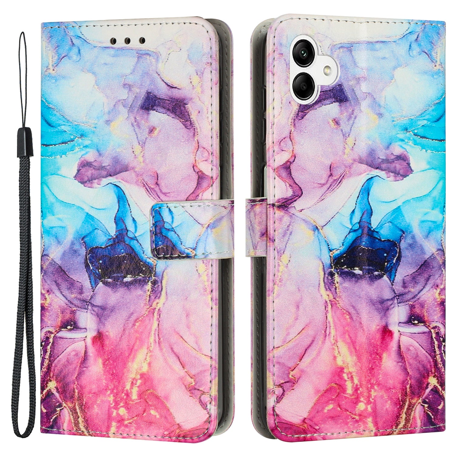 For Samsung Galaxy A04e 4G / F04 4G / M04 4G Phone Stand Case Marble Pattern Printing PU Leather Wallet Phone Cover with Strap For Samsung Galaxy A04e 4G / F04 4G / M04 4G Phone Stand Case Marble Pattern Printing PU Leather Wallet Phone Cover with Strap